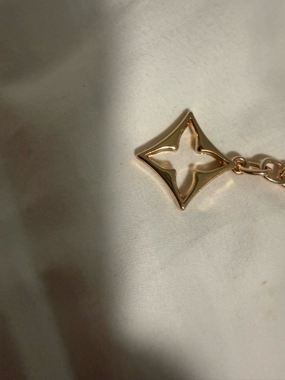 KeyChain with a hook for Bags with Red Flower Charm and gold tone accents! - Picture 2 of 3